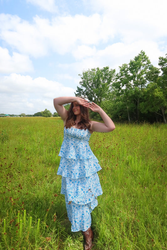 Blue Blossom Maxi Dress